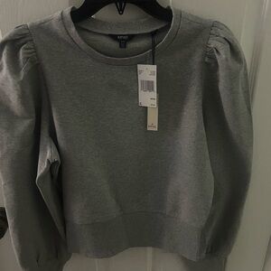 NWT Buffalo David Bitton Light Gray Size M Crewneck, Ballooned Sleeve Sweatshirt
